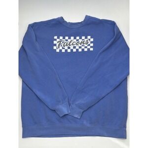 Comfort Colors Falcons Checkered Blue Sweatshirt Mens 2XL Garment Dye Crewneck